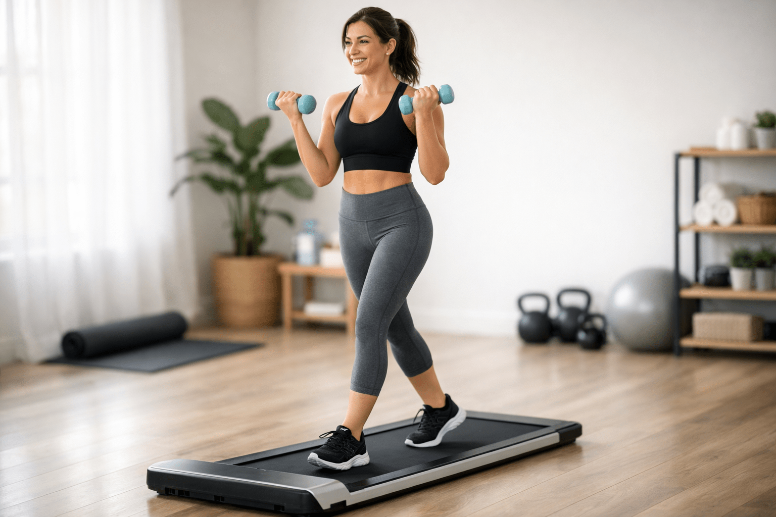 walking pad dumbbell workout